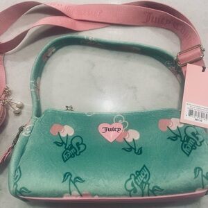 JUICY RETRO GREEN CHERRY BAG! Coin purse and adjustable strap